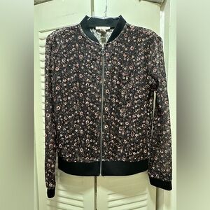 Black Floral Bomber Jacket from Forever 21